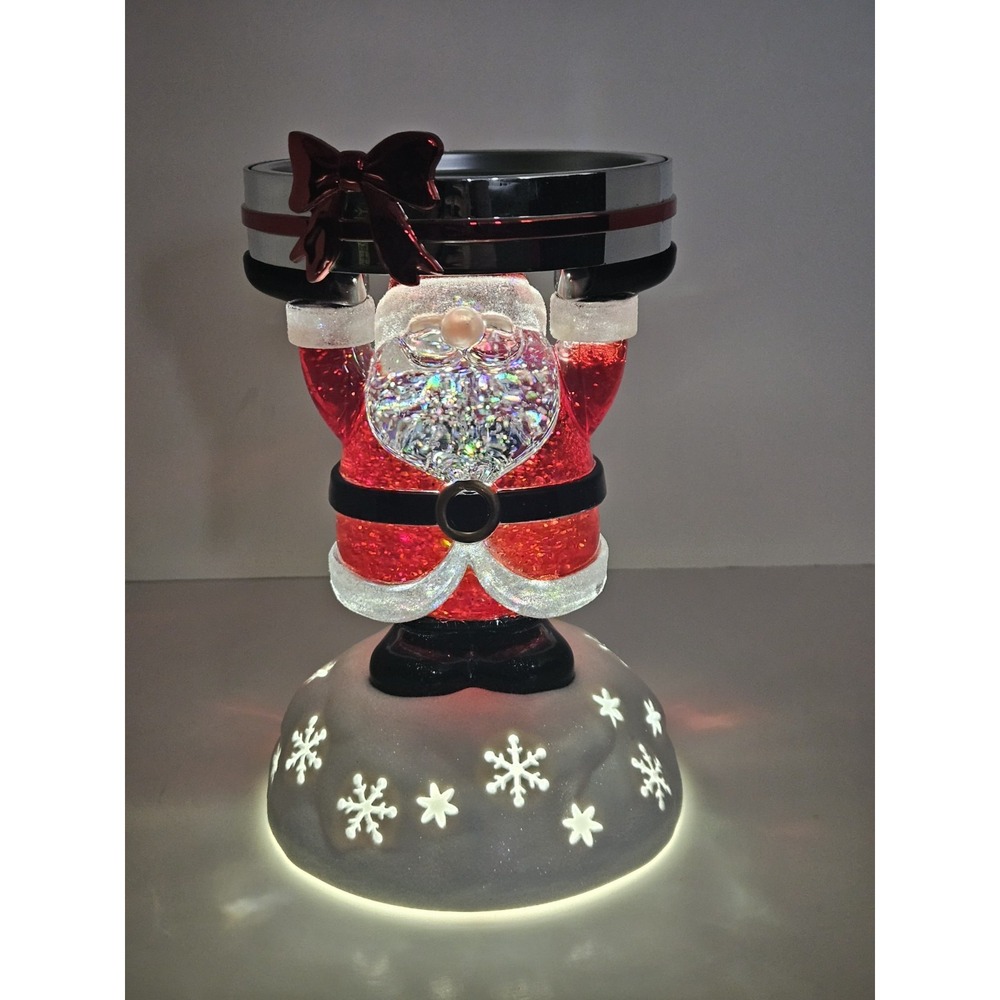 Bath & Body Works 2022 Santa Claus Light Up Water Globe 3 Wick Candle Holder